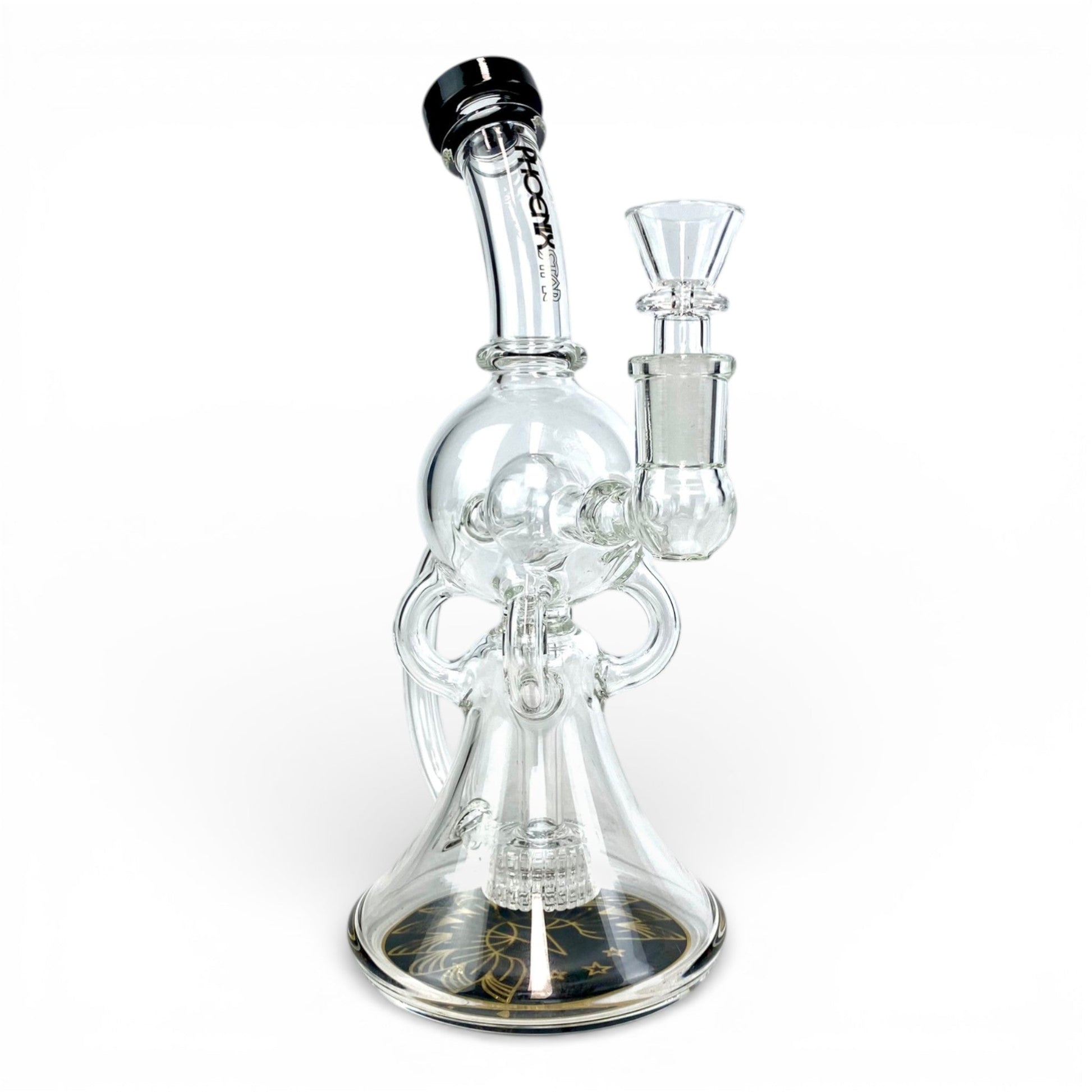 Phoenix Matrix Perc Recycler Bong and Dab Rig 23cm Black - The Bong Baron