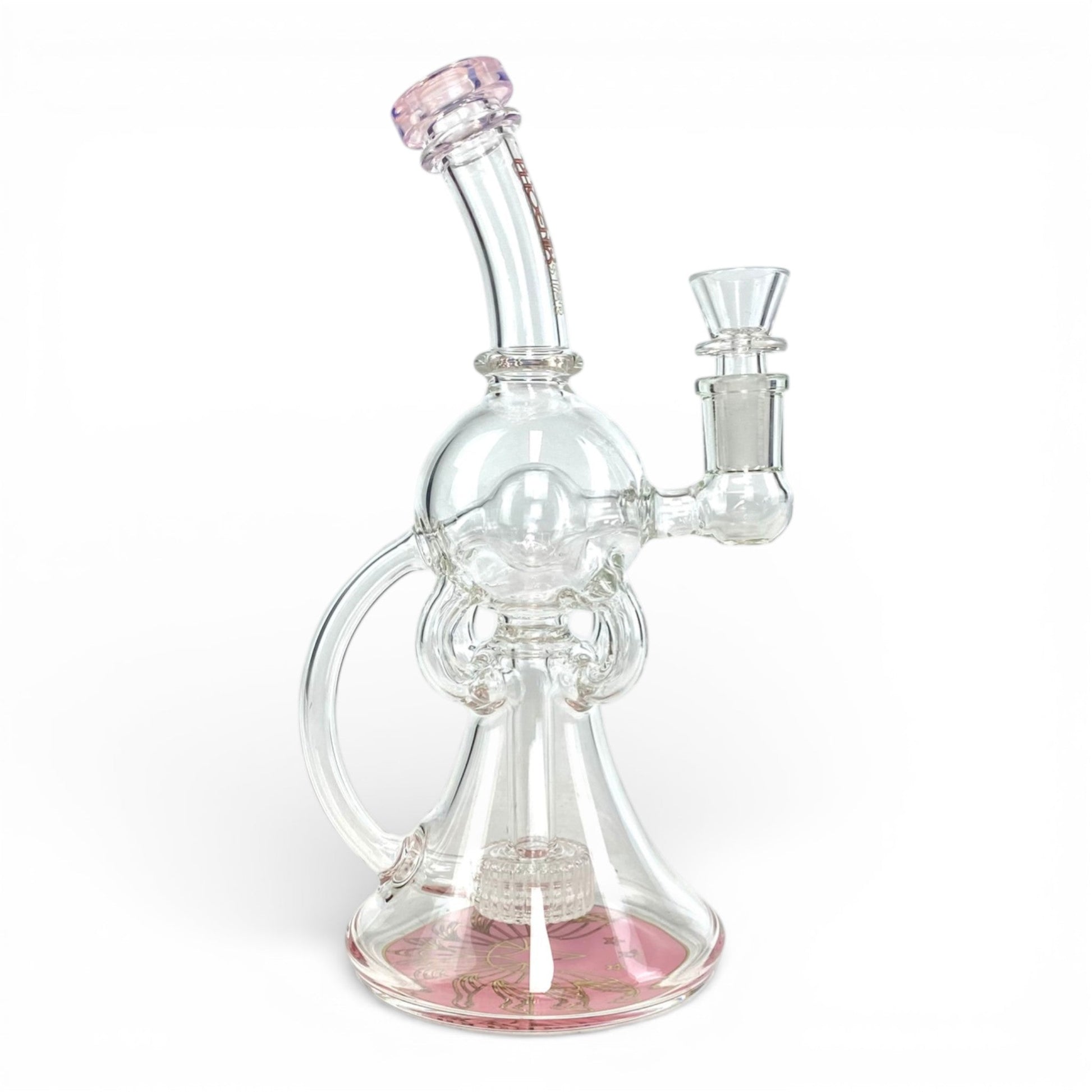 Phoenix Matrix Perc Recycler Bong and Dab Rig 23cm Pink - The Bong Baron