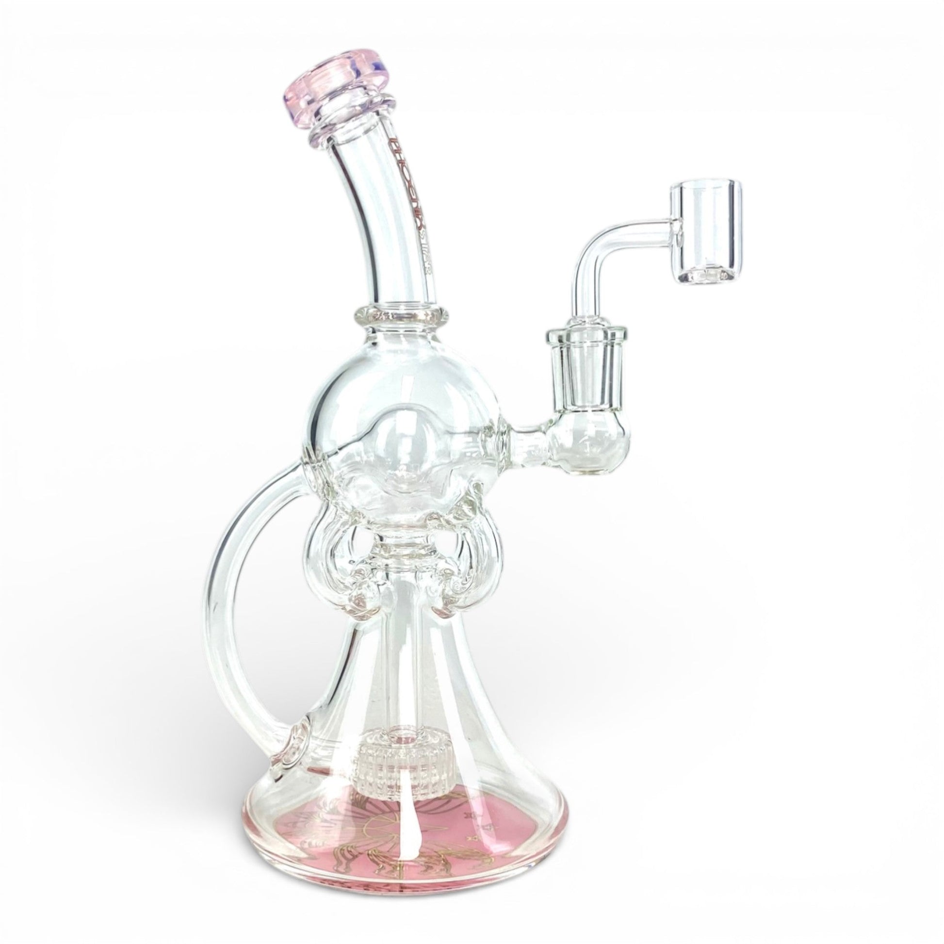 Phoenix Matrix Perc Recycler Bong and Dab Rig 23cm Pink - The Bong Baron