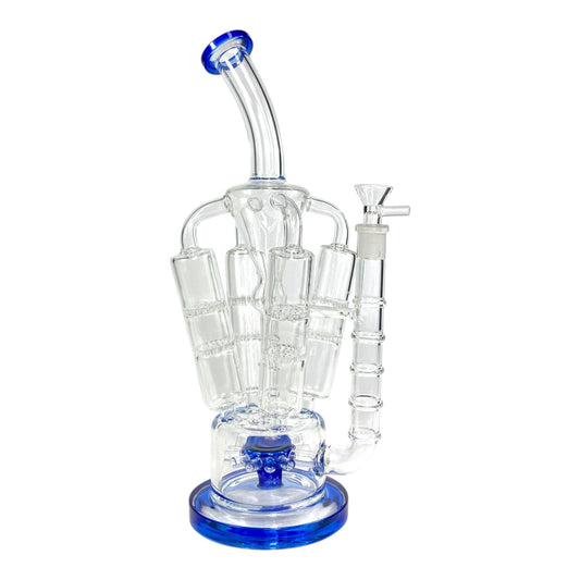 Phoenix Multi Perc Recycler Bong 35cm Blue - The Bong Baron
