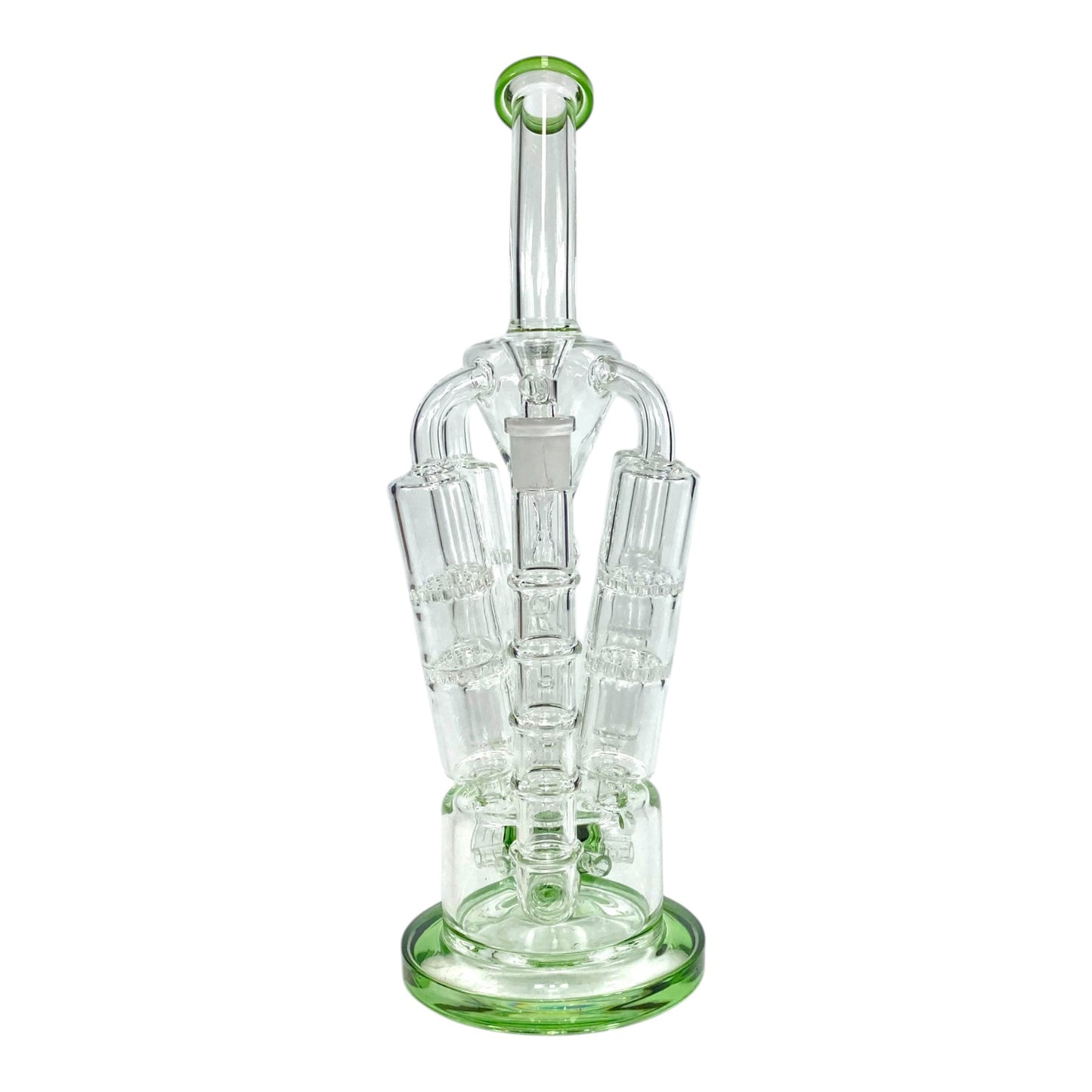 Phoenix Multi Perc Recycler Bong – 35cm Green - The Bong Baron
