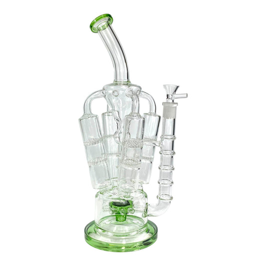 Phoenix Multi Perc Recycler Bong – 35cm Green - The Bong Baron