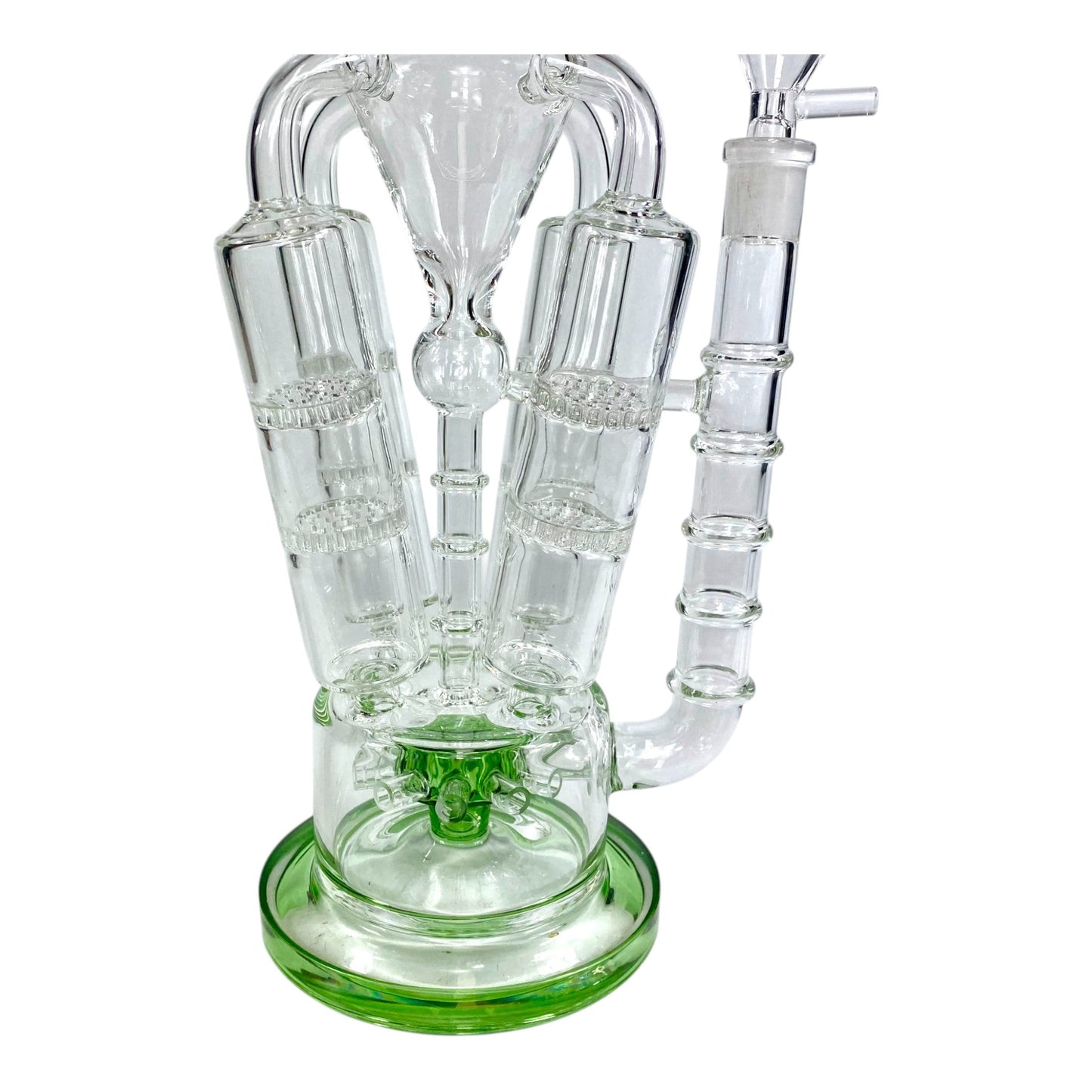 Phoenix Multi Perc Recycler Bong – 35cm Green - The Bong Baron