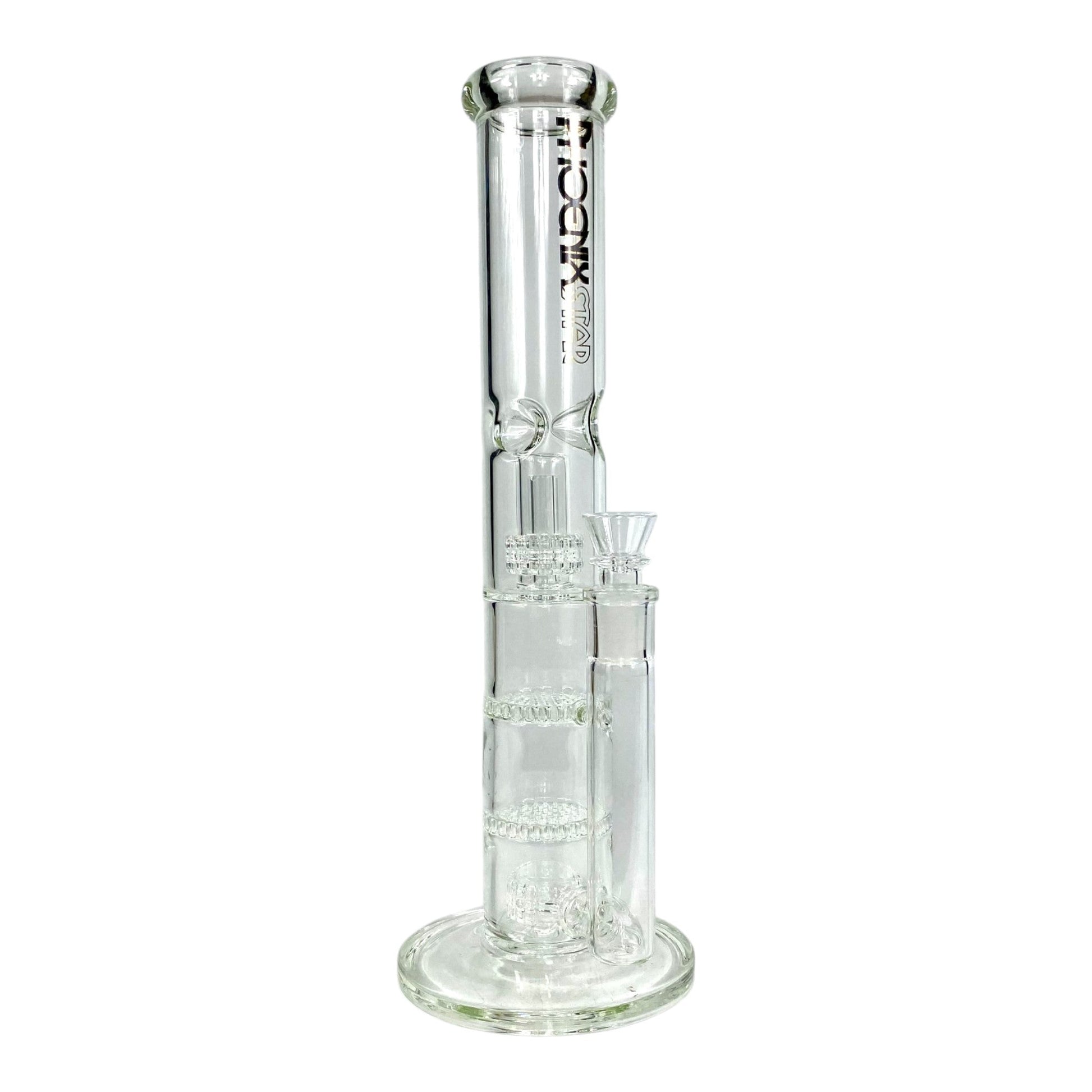 Phoenix Quad Perc Straight Tube Bong 35cm - The Bong Baron