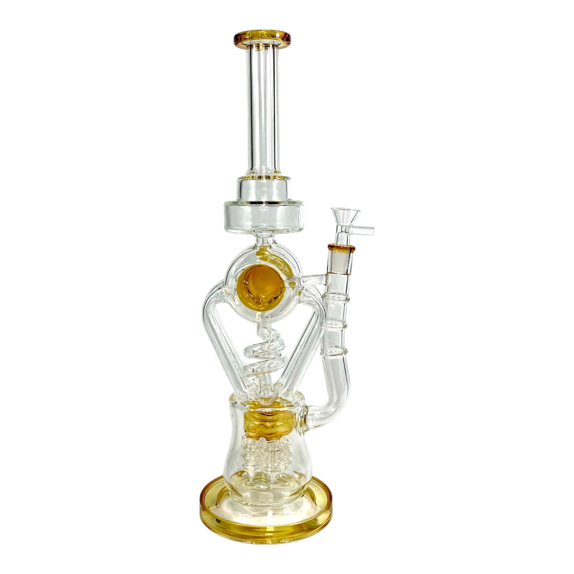 Phoenix Screw Percolator Recycler Bong – 40cm Amber - The Bong Baron