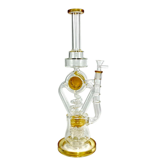Phoenix Screw Percolator Recycler Bong – 40cm Amber - The Bong Baron