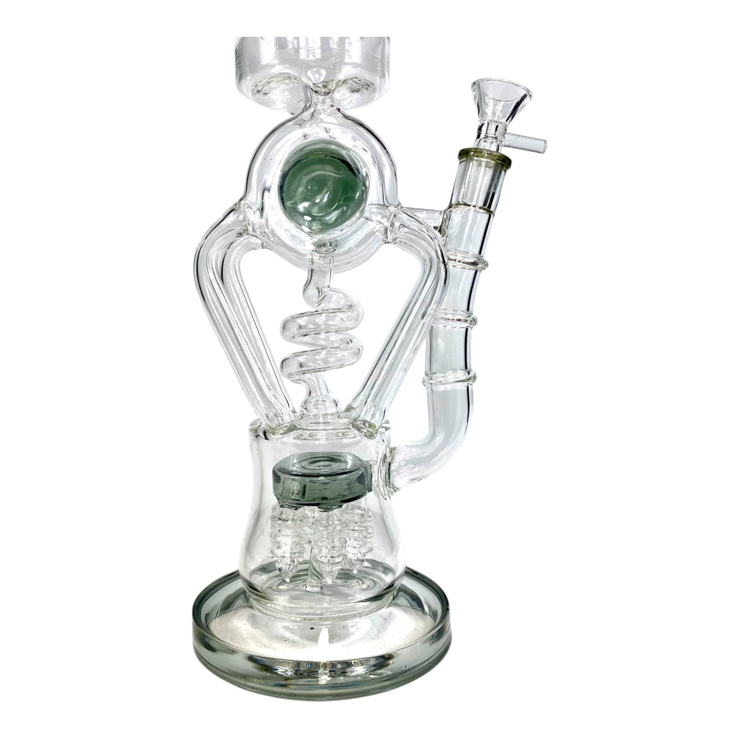 Phoenix Screw Percolator Recycler Bong – 40cm Ash Green - The Bong Baron