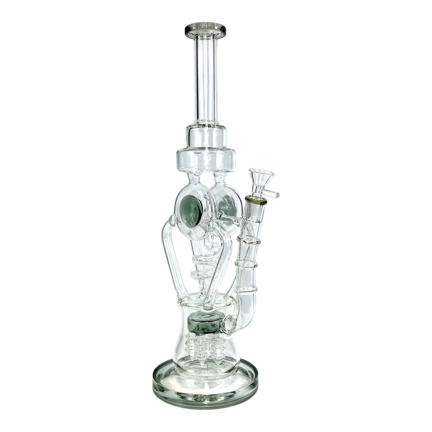 Phoenix Screw Percolator Recycler Bong – 40cm Ash Green - The Bong Baron