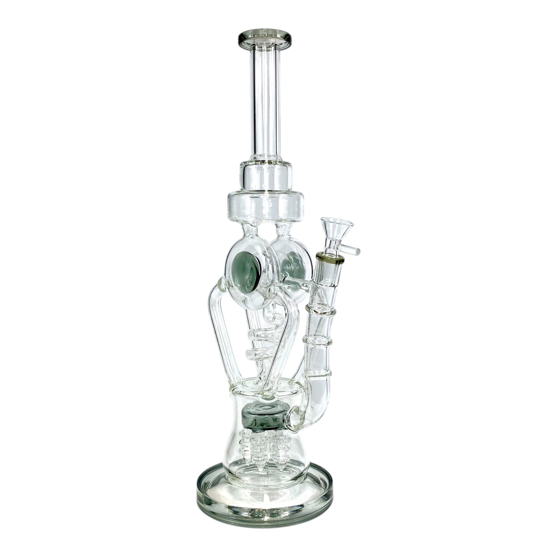 Phoenix Screw Percolator Recycler Bong – 40cm Ash Green - The Bong Baron