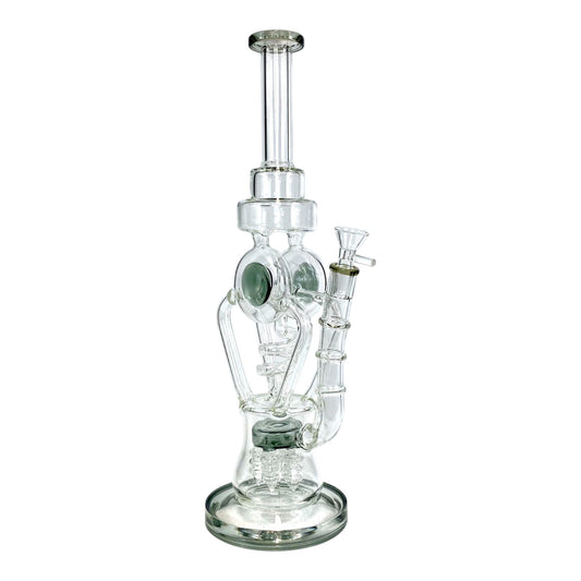 Phoenix Screw Percolator Recycler Bong – 40cm Ash Green - The Bong Baron