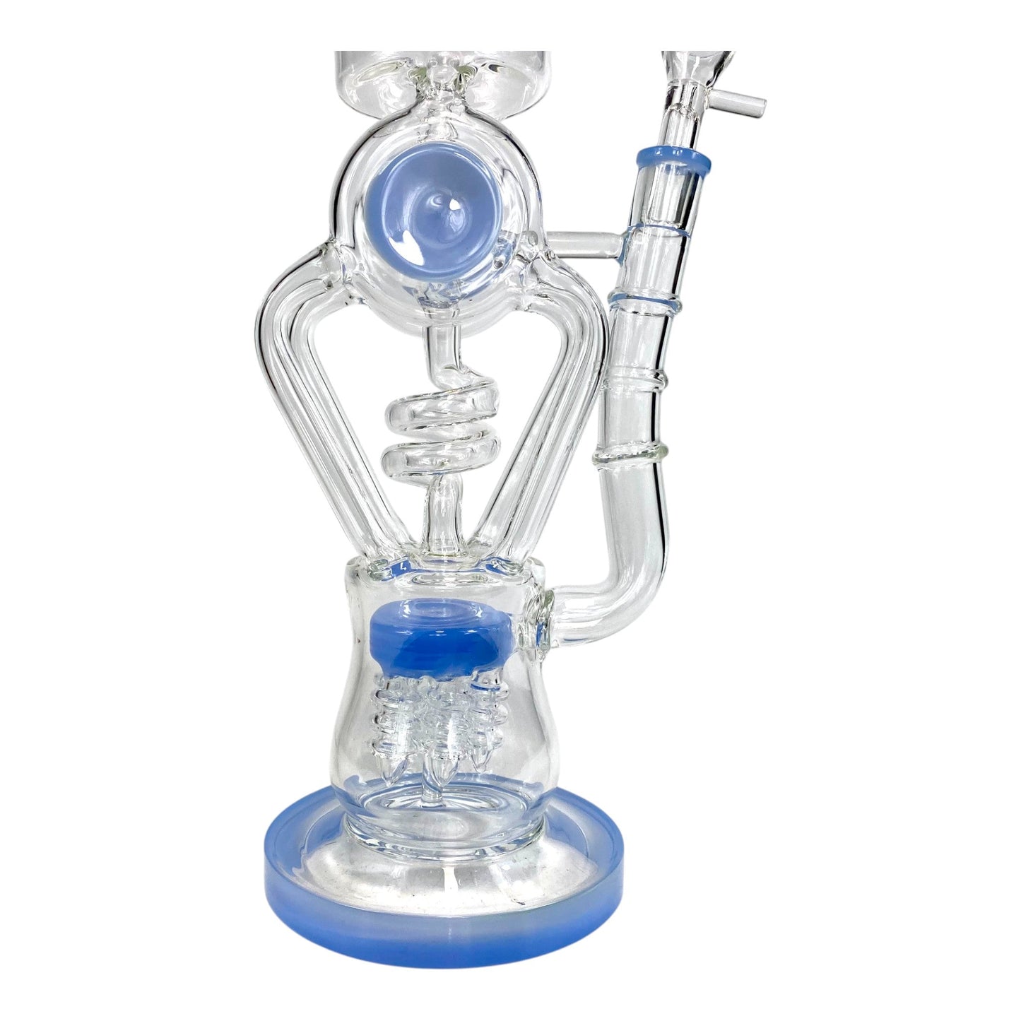Phoenix Screw Percolator Recycler Bong 40cm Blue - The Bong Baron