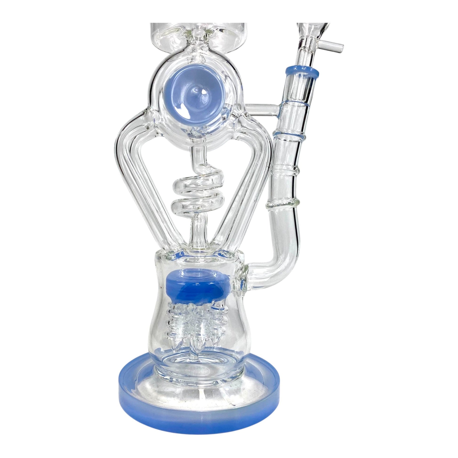 Phoenix Screw Percolator Recycler Bong 40cm Blue - The Bong Baron