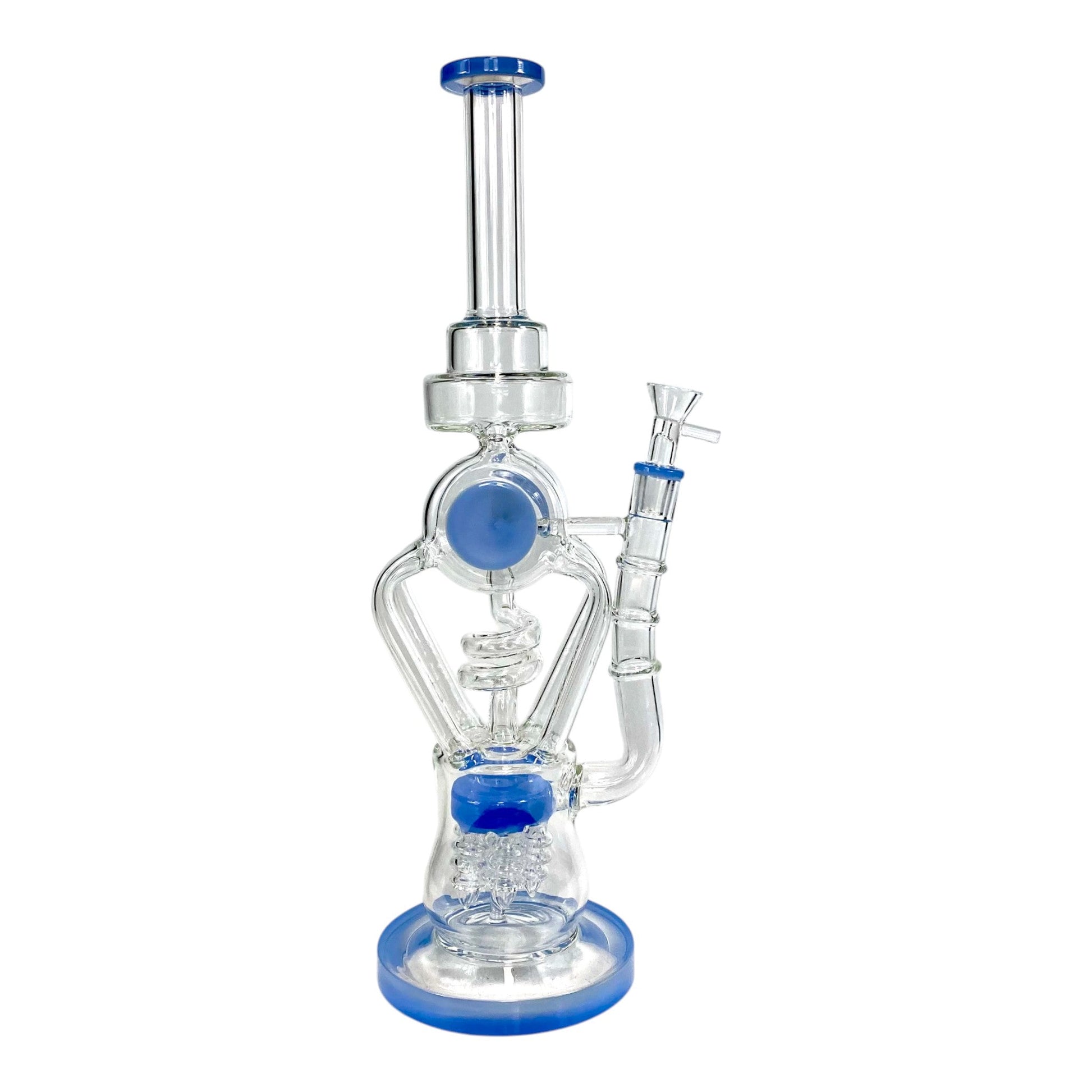 Phoenix Screw Percolator Recycler Bong 40cm Blue - The Bong Baron