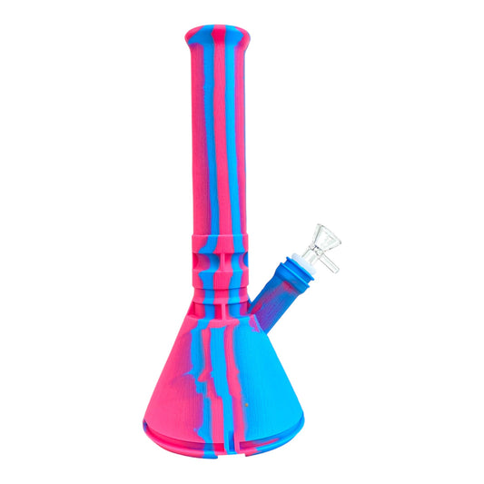 Phoenix Silicone Beaker Bong 32cm Blue/Pink - The Bong Baron