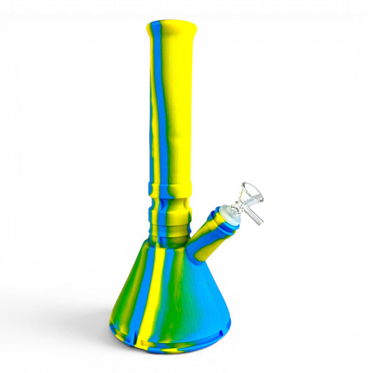 Phoenix Silicone Beaker Bong 32cm Blue/Yellow - The Bong Baron