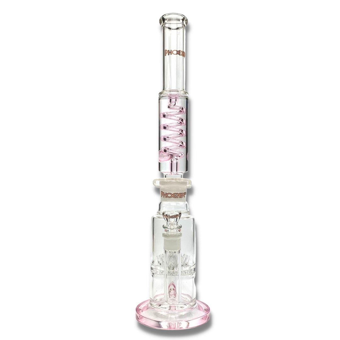 Phoenix Star Glycerine Coil Bong with Sprinkler Perc 48cm Pink - The Bong Baron