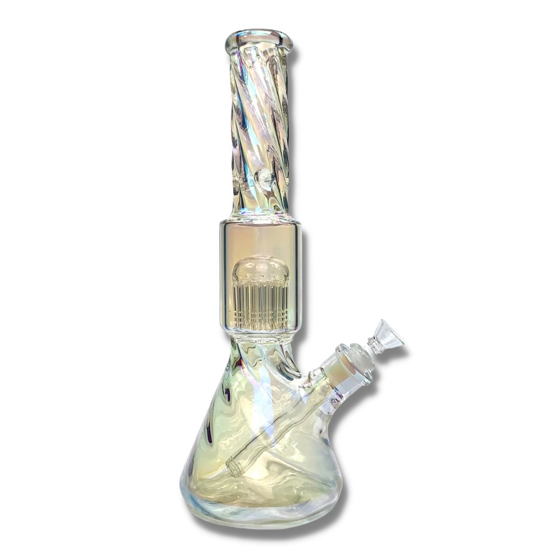 Phoenix Star Iridescent Twisted Glass Beaker with Tree Arm Perc 35cm - The Bong Baron