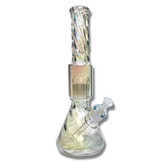 Phoenix Star Iridescent Twisted Glass Beaker with Tree Arm Perc 35cm - The Bong Baron
