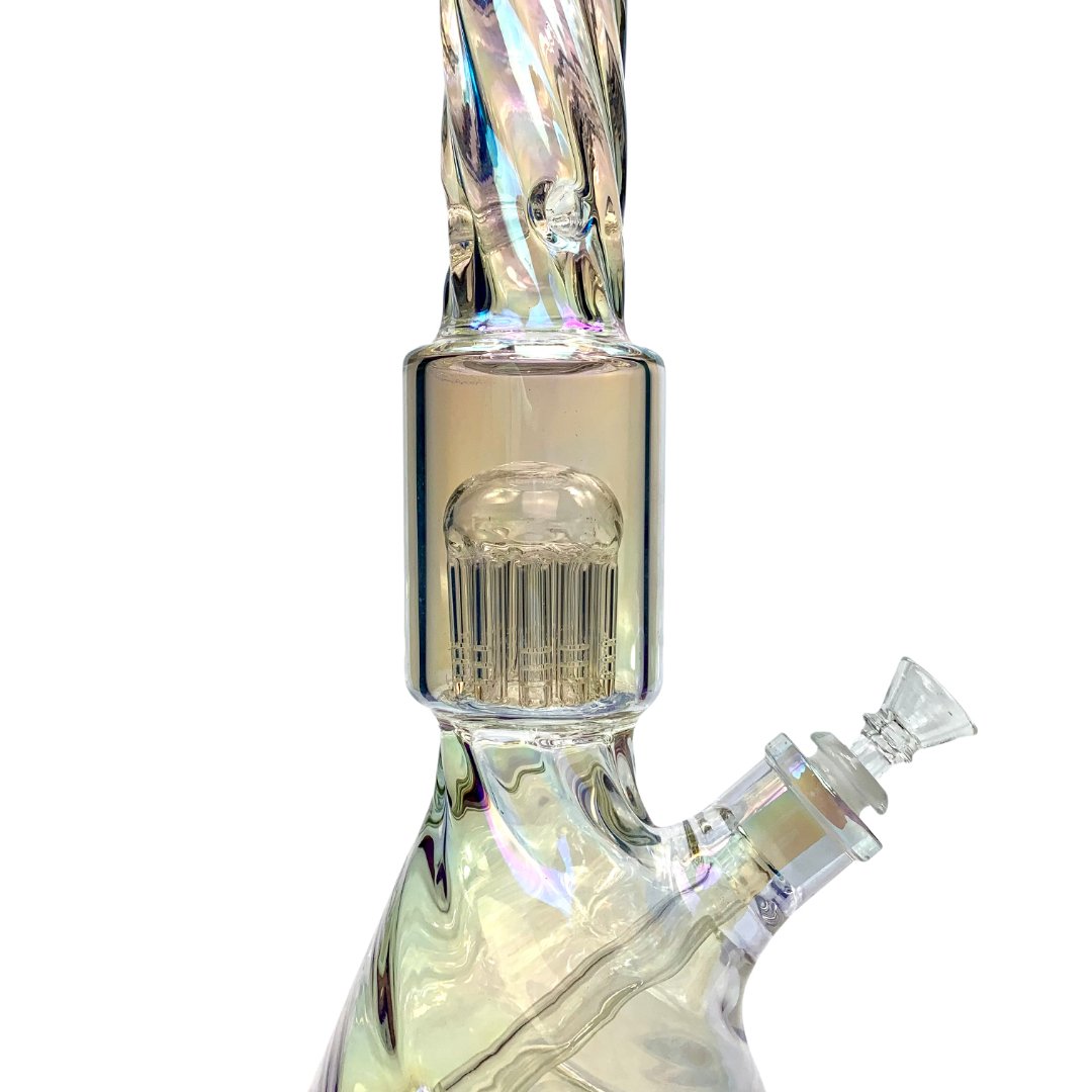 Phoenix Star Iridescent Twisted Glass Beaker with Tree Arm Perc 35cm - The Bong Baron