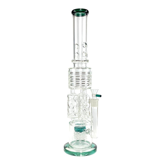 Phoenix Triple Barrel Screw Perc Bong 50cm Teal - The Bong Baron
