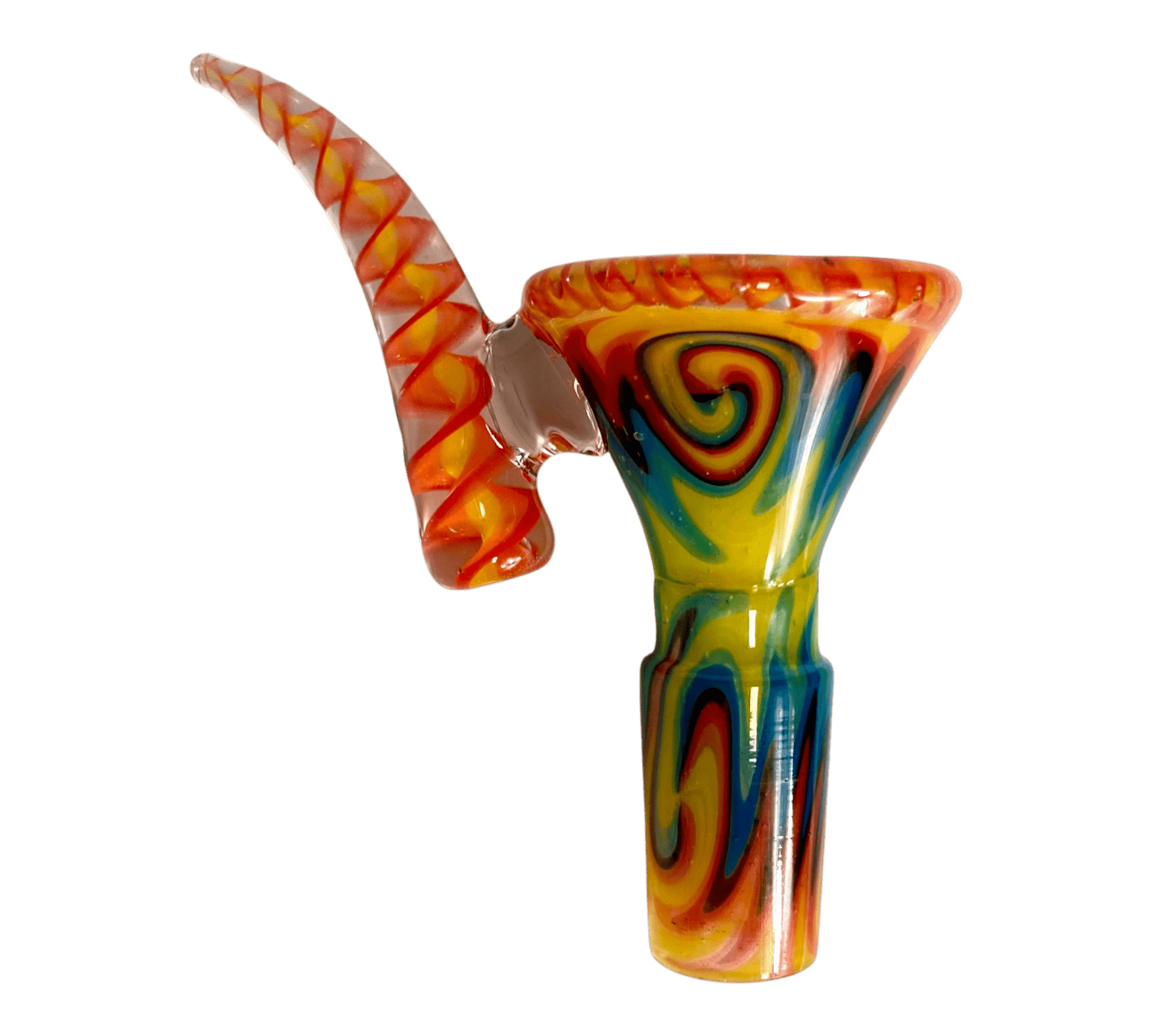 Phoneix 14mm Ram's Horn 4 - Hole Filter Cone Piece Orange and Blue - The Bong Baron