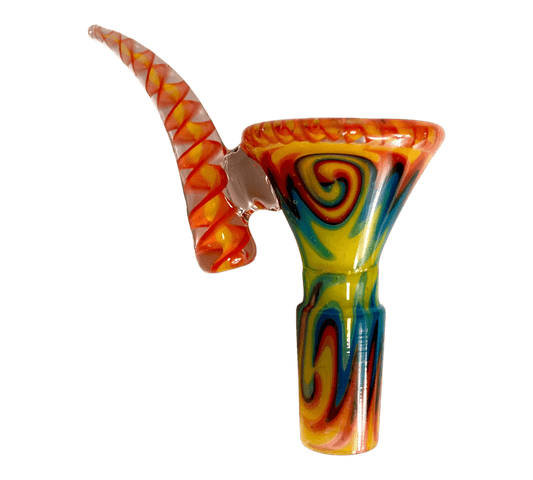 Phoneix 14mm Ram's Horn 4 - Hole Filter Cone Piece Orange and Blue - The Bong Baron