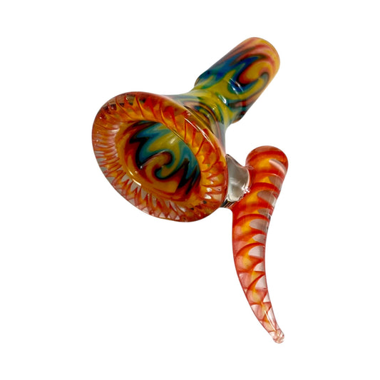 Phoneix 14mm Ram's Horn 4 - Hole Filter Cone Piece Orange and Blue - The Bong Baron