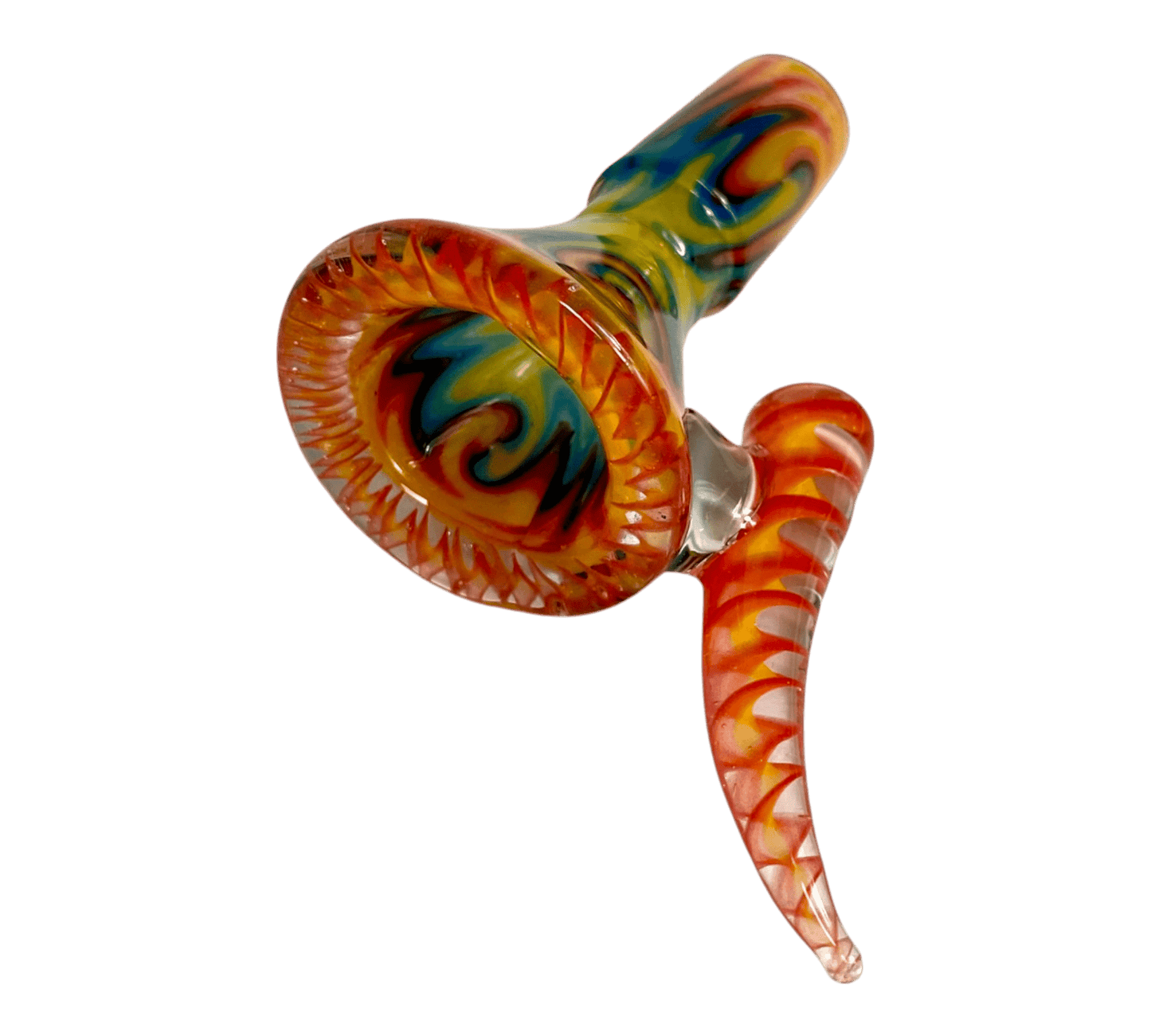 Phoneix 14mm Ram's Horn 4 - Hole Filter Cone Piece Orange and Blue - The Bong Baron