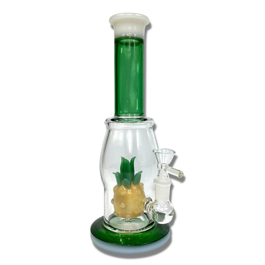 Pineapple Percolator Glass Bong 28cm Green - The Bong Baron