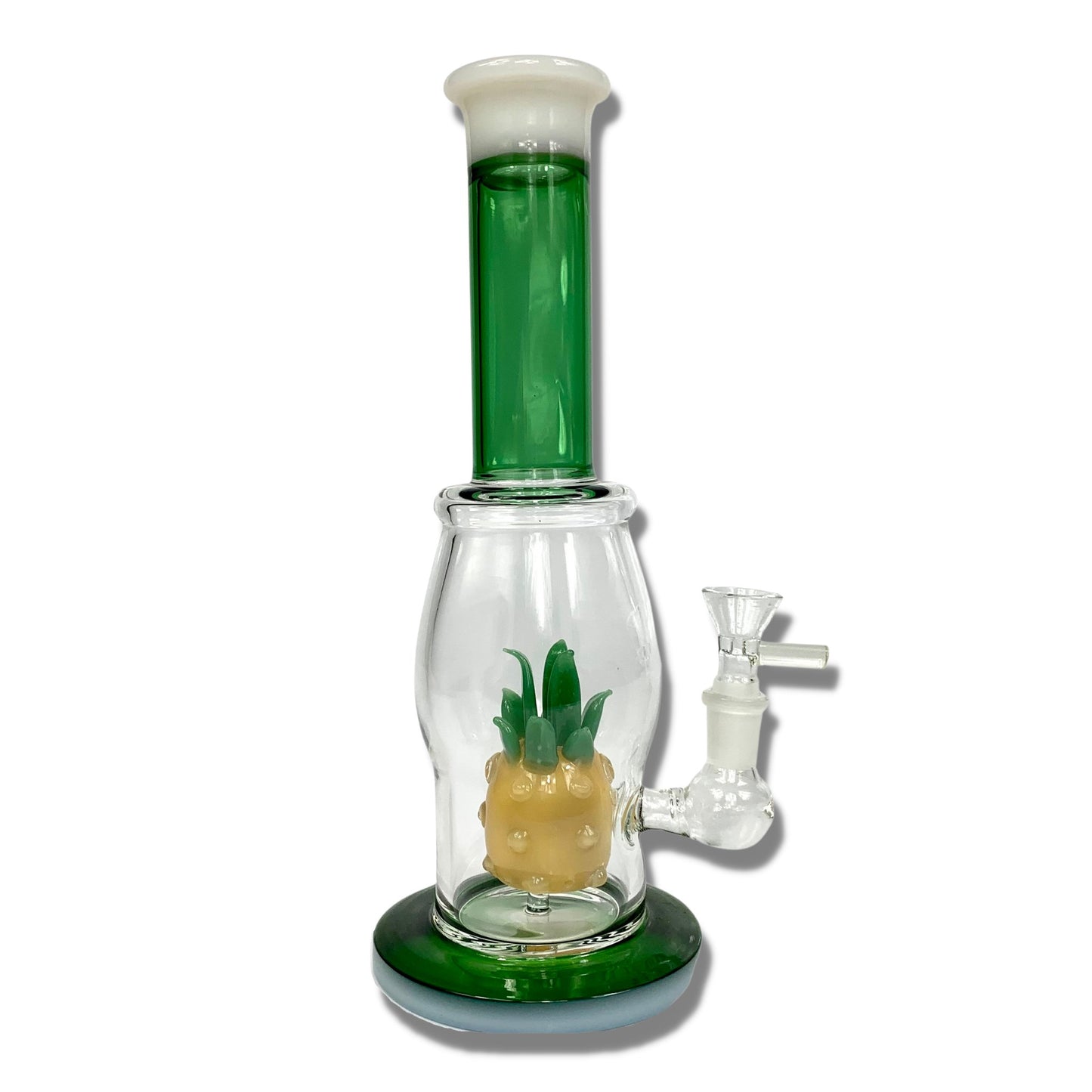 Pineapple Percolator Glass Bong 28cm Green - The Bong Baron