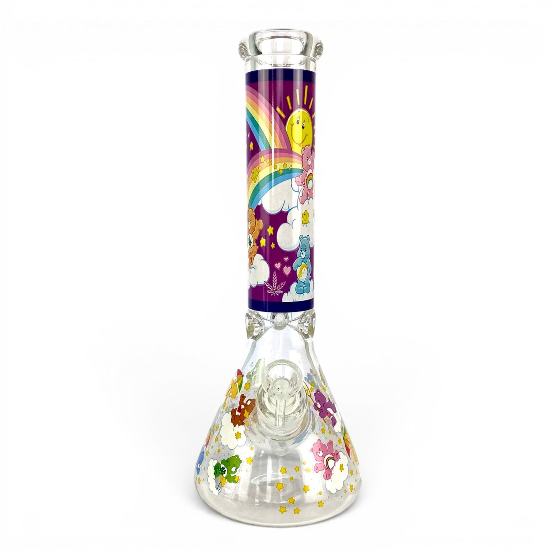Purple Don't Care Bear 7mm Beaker Bong 35cm - The Bong Baron