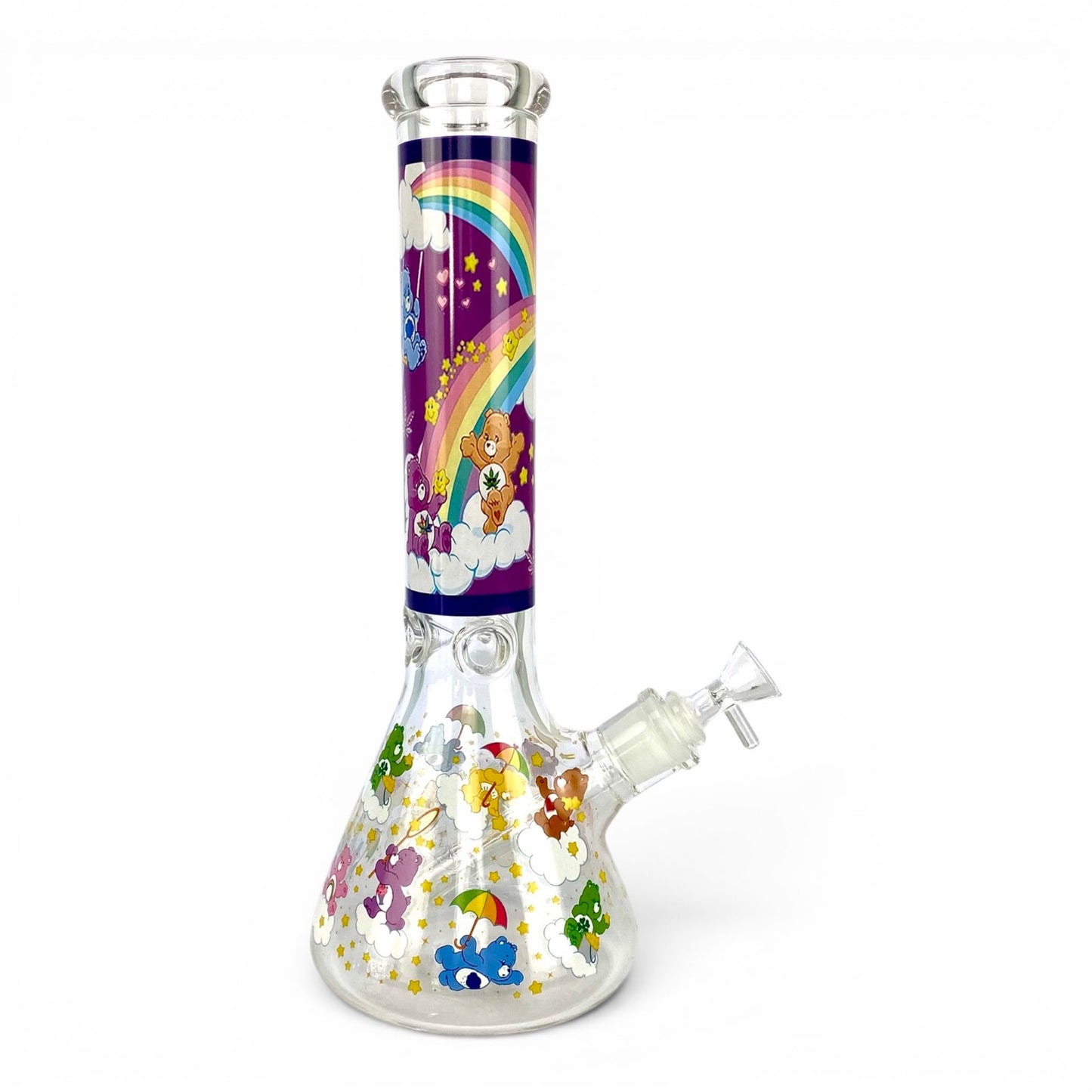 Purple Don't Care Bear 7mm Beaker Bong 35cm - The Bong Baron