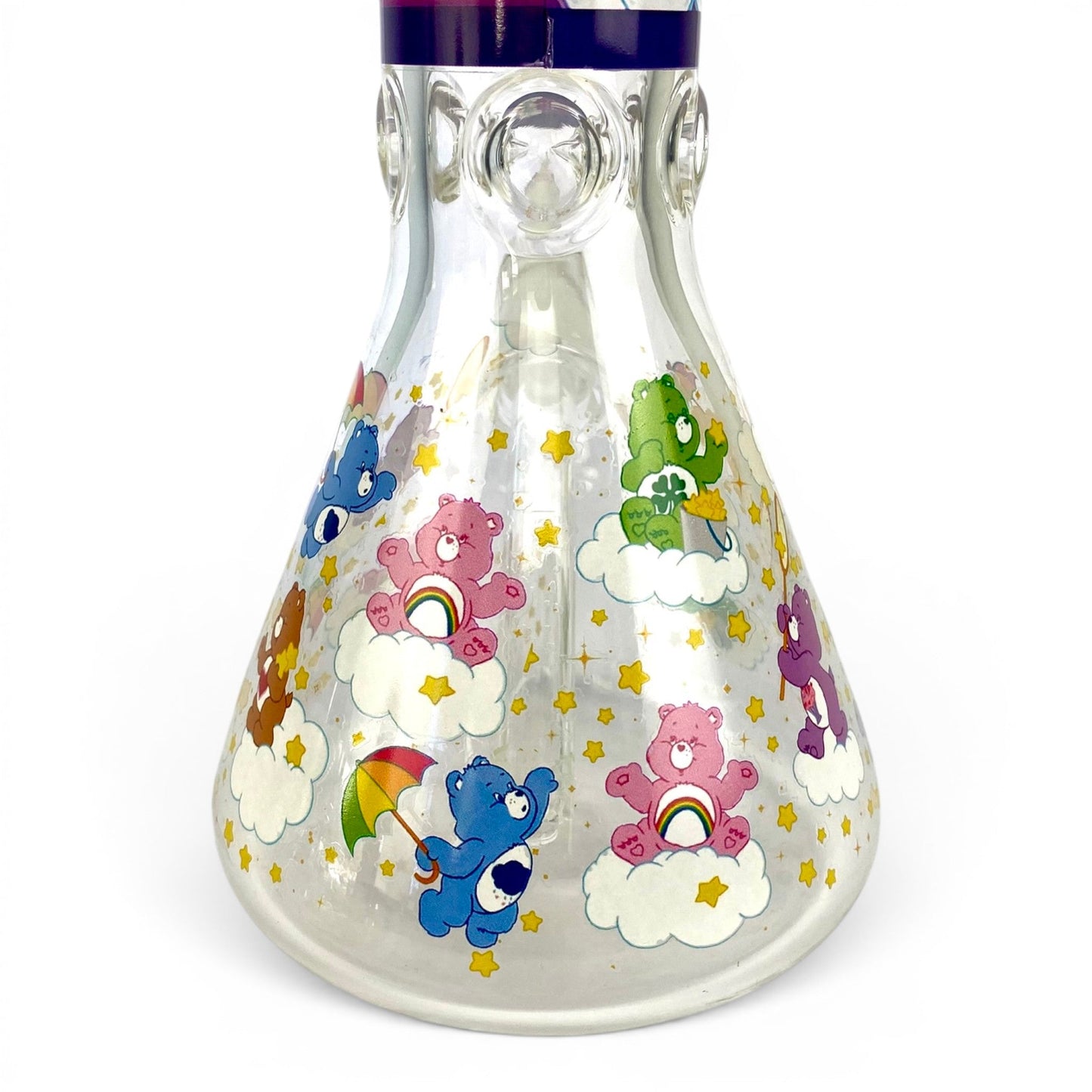 Purple Don't Care Bear 7mm Beaker Bong 35cm - The Bong Baron