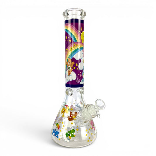 Purple Don't Care Bear 7mm Beaker Bong 35cm - The Bong Baron