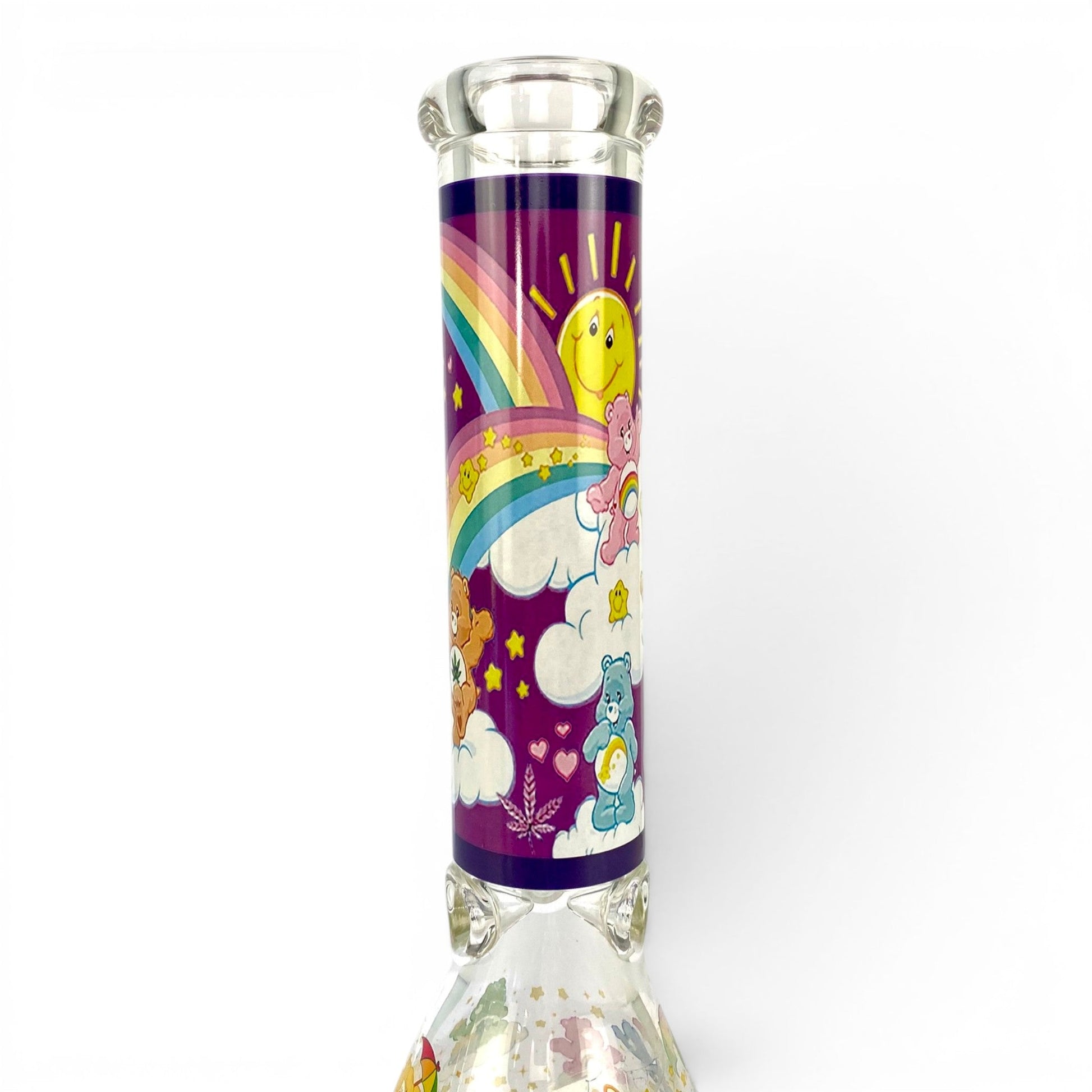 Purple Don't Care Bear 7mm Beaker Bong 35cm - The Bong Baron
