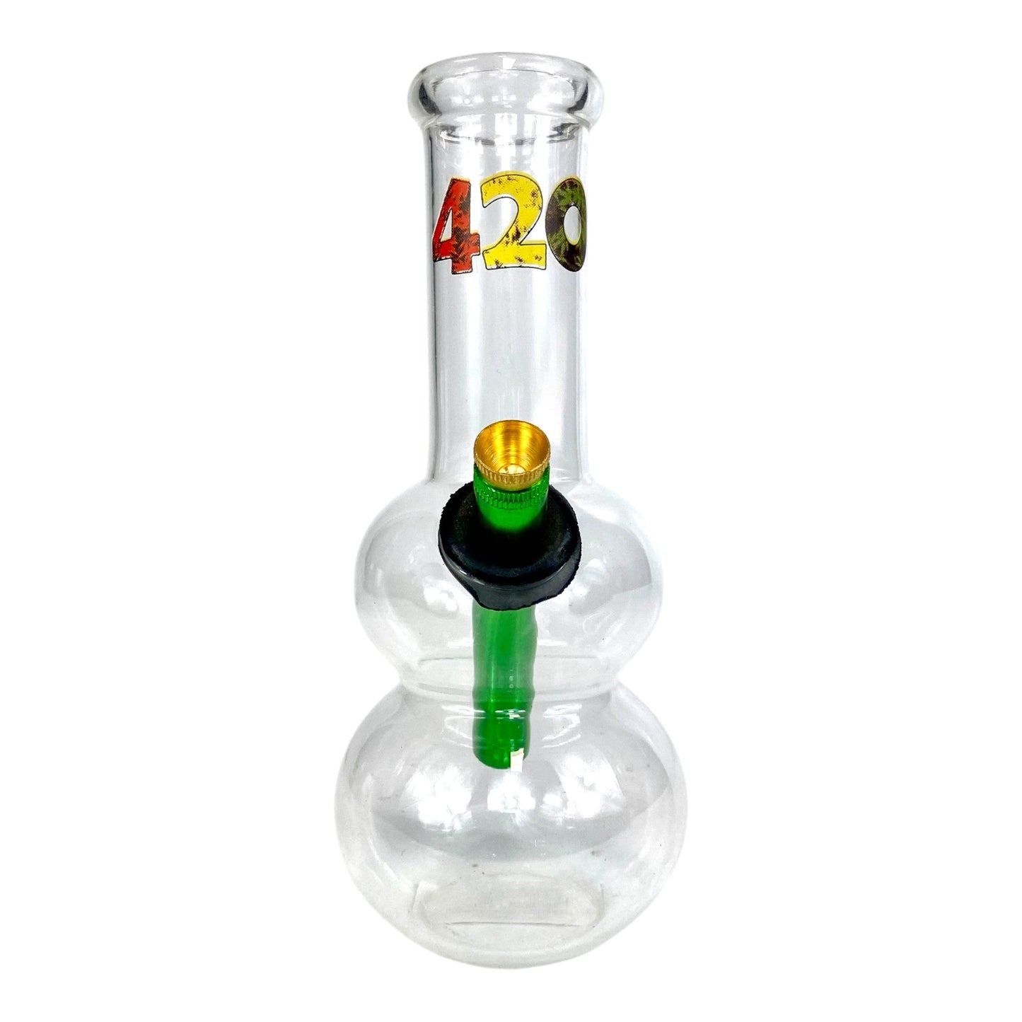 Rasta 420 Double Bubble Glass Bong 20cm - The Bong Baron