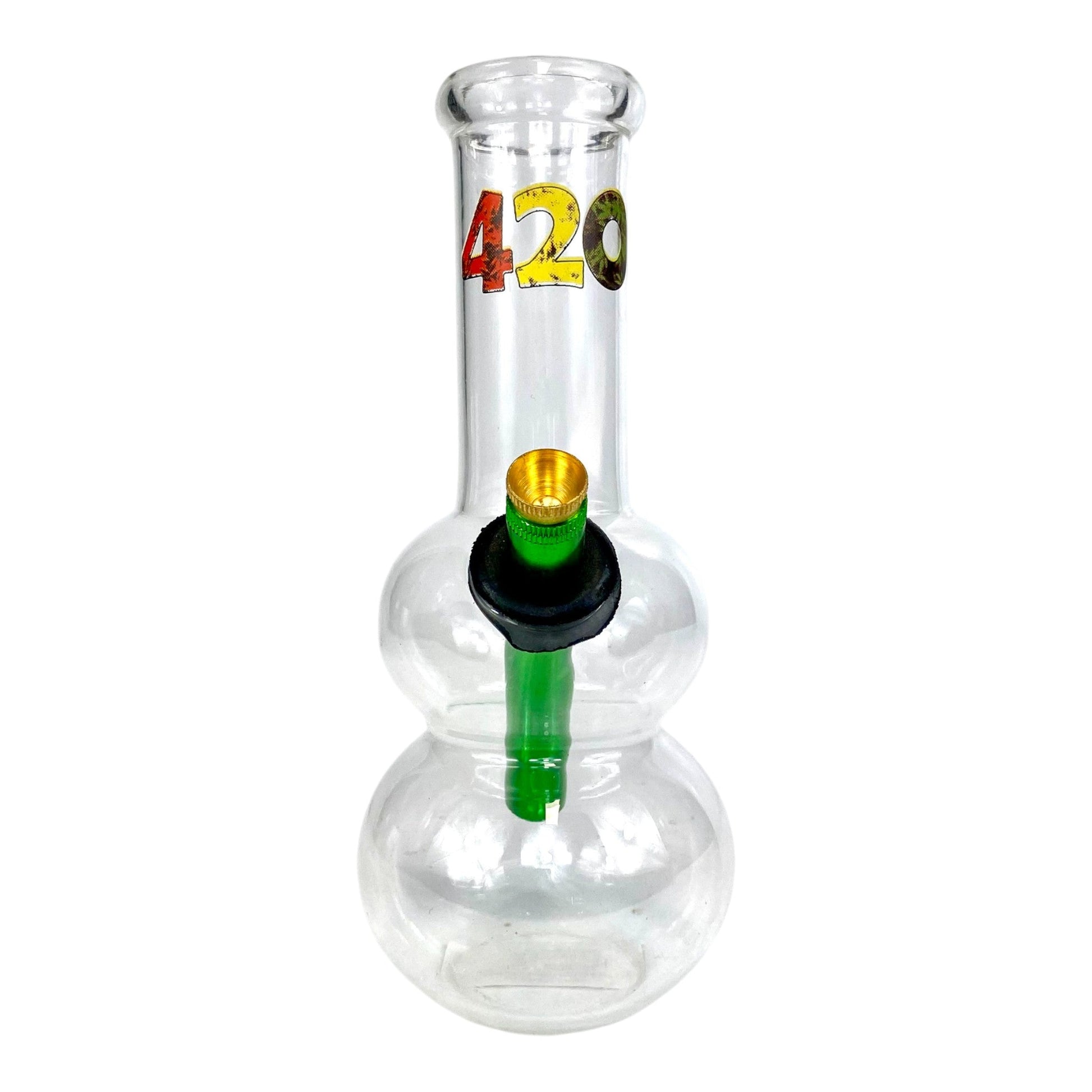 Rasta 420 Double Bubble Glass Bong 20cm - The Bong Baron