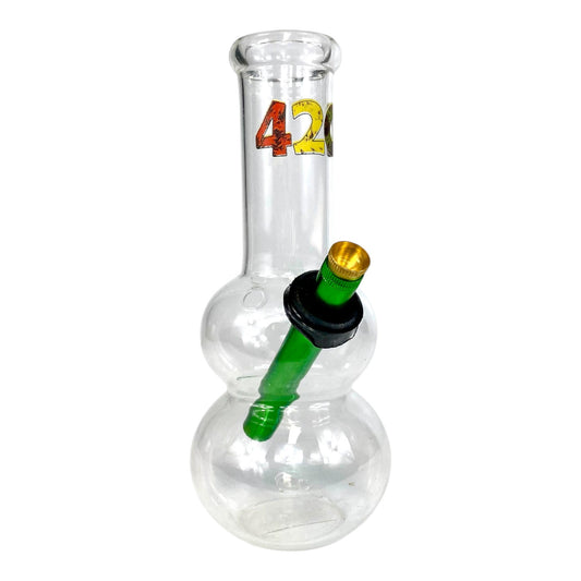 Rasta 420 Double Bubble Glass Bong 20cm - The Bong Baron