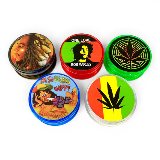 Rasta Grinder 55mm Plastic Assorted styles - The Bong Baron