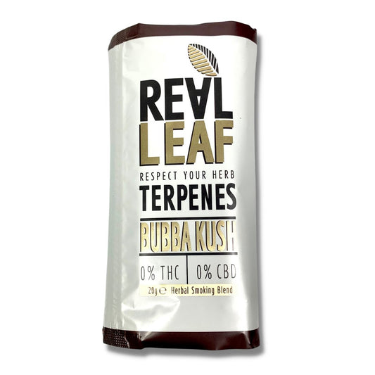 Real Leaf Bubba Kush Infused Terpene Smoking Blend - The Bong Baron