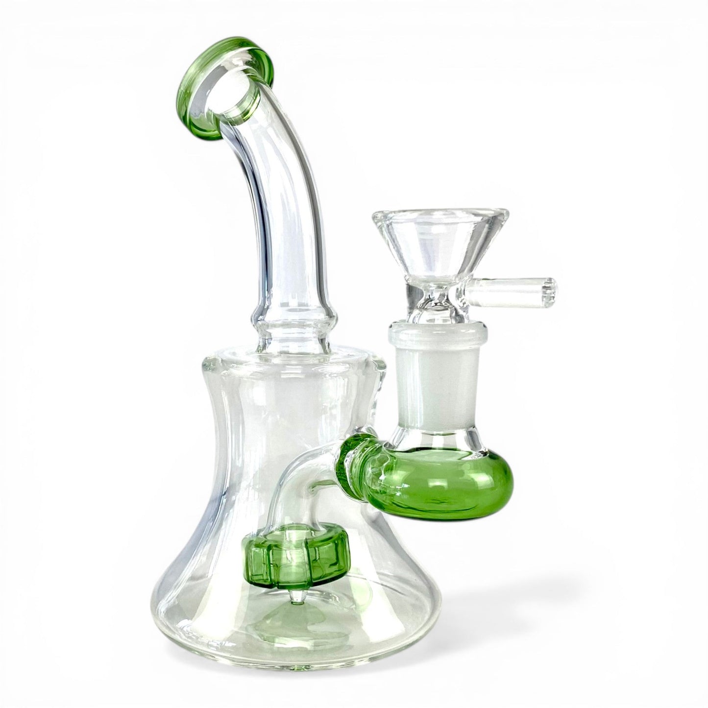 Shower Head Percolator Bong and Dab Rig 14cm Green - The Bong Baron