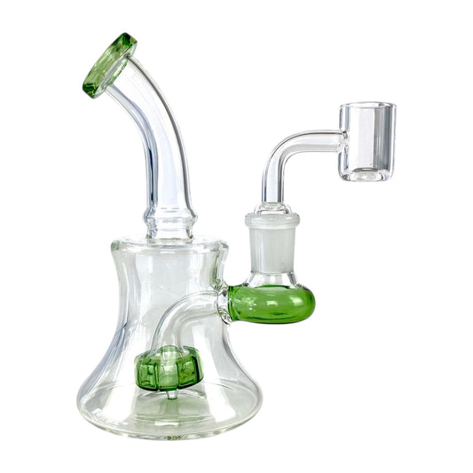 Shower Head Percolator Bong and Dab Rig 14cm Green - The Bong Baron