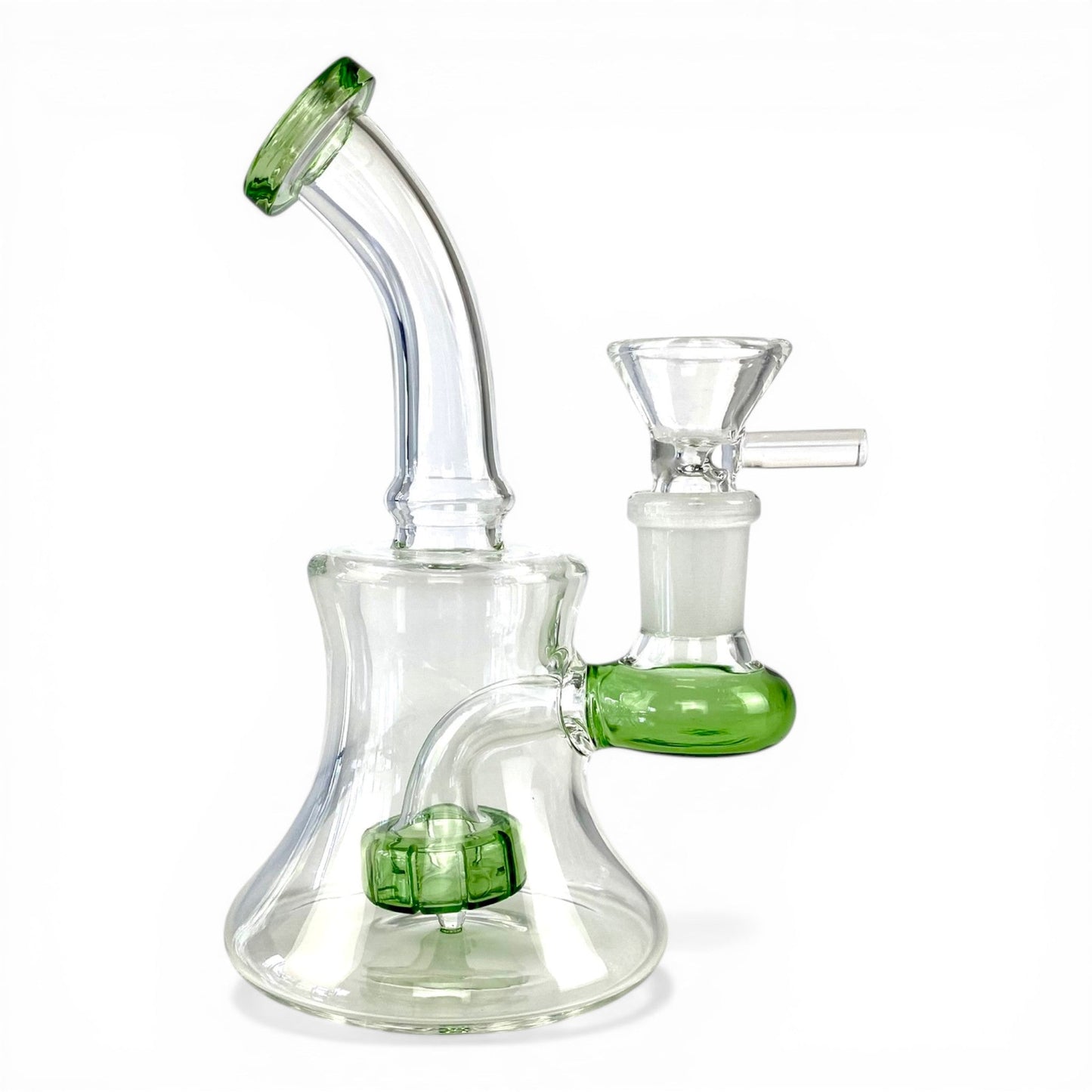 Shower Head Percolator Bong and Dab Rig 14cm Green - The Bong Baron