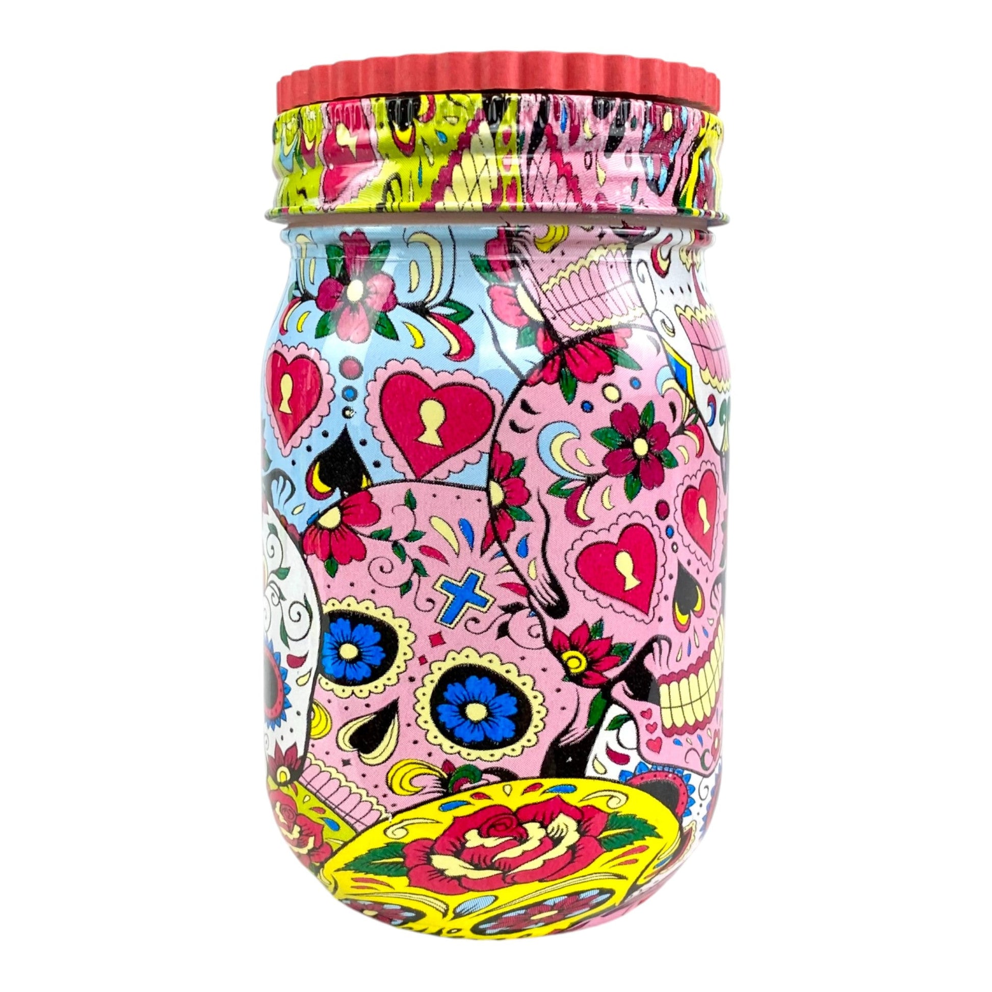 Skull Hearts Large Stash Jar and Grinder - The Bong Baron