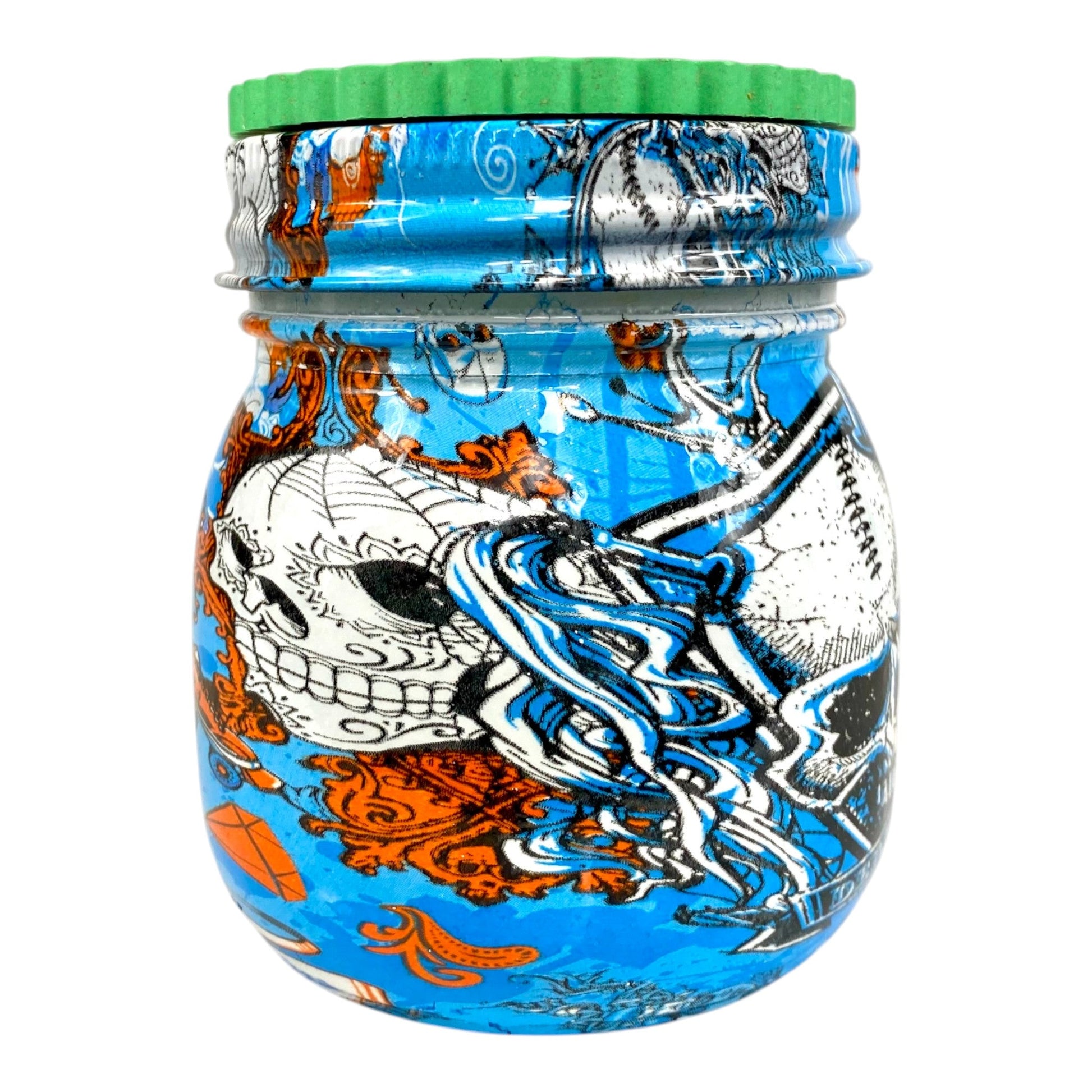 Skull Jar Herb Grinder Blue/Green - The Bong Baron