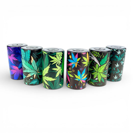 Smell Proof Vacuum Storage Jar 10 x 5cm Cannabis Designs - The Bong Baron