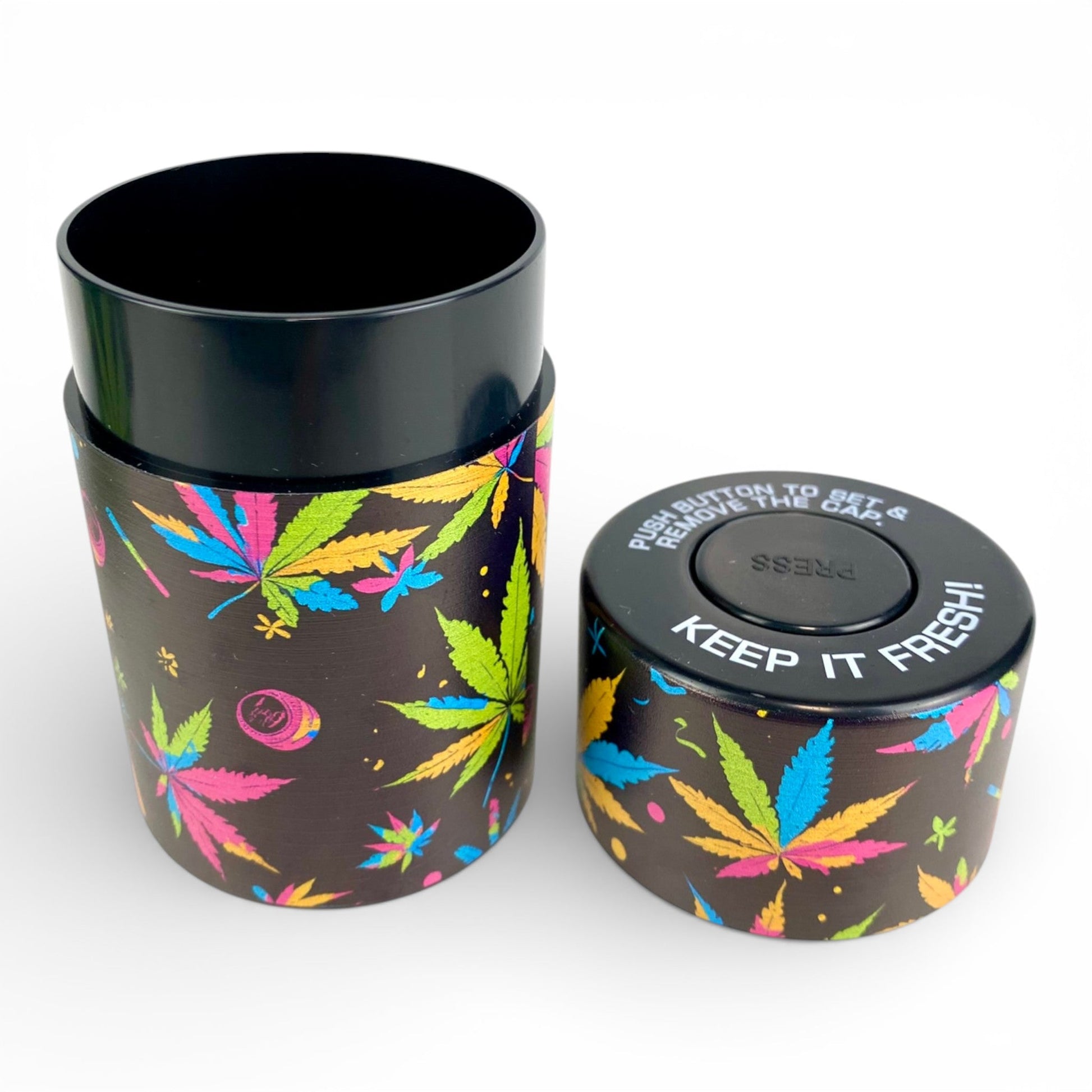 Smell Proof Vacuum Storage Jar 10 x 5cm Cannabis Designs - The Bong Baron