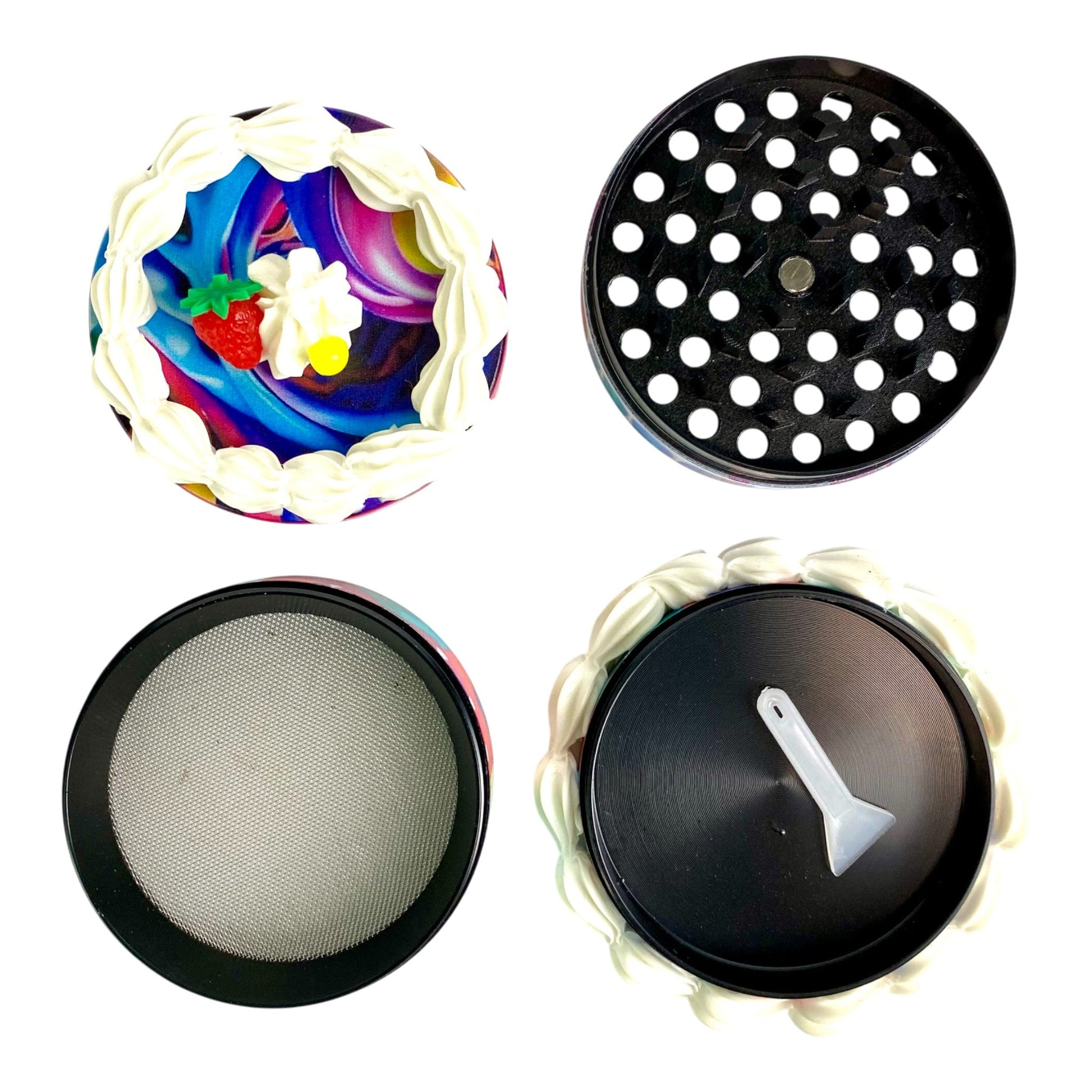 Strawberry Cream Cake Herb Grinder 63mm 4 Piece - The Bong Baron