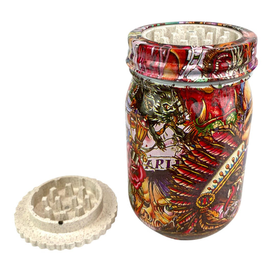 Tattoo Art Large Stash Jar and Grinder - The Bong Baron