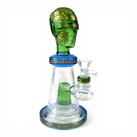 Temple Relic Glass Bong Green 22cm - The Bong Baron
